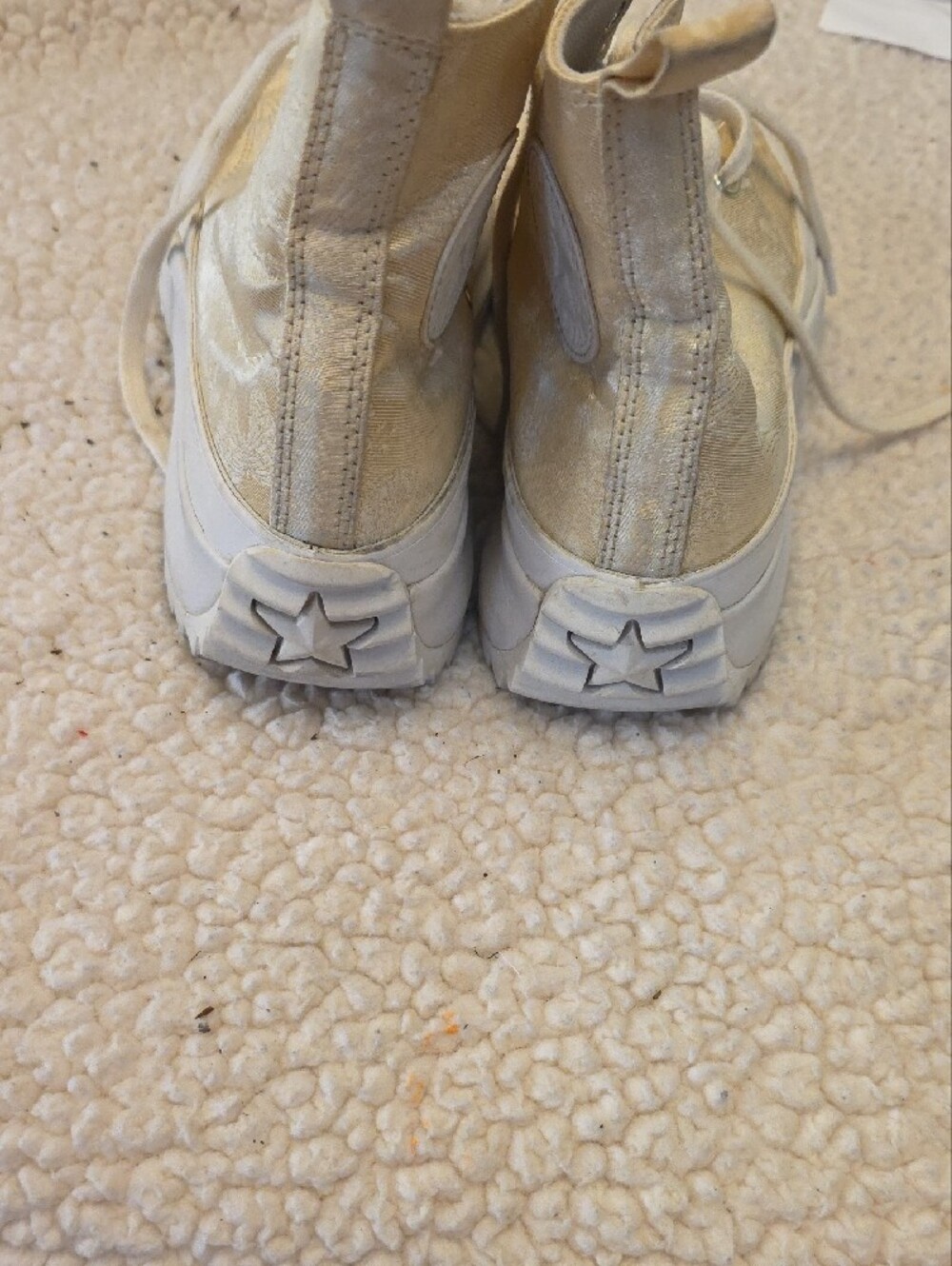 Converse High-Top Platform Sneakers in Cream And Gold - Picture 3 of 4
